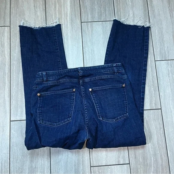 Eileen Fisher Womens Dark Wash Raw Hem Denim Jeans Size XS - Picture 7 of 7